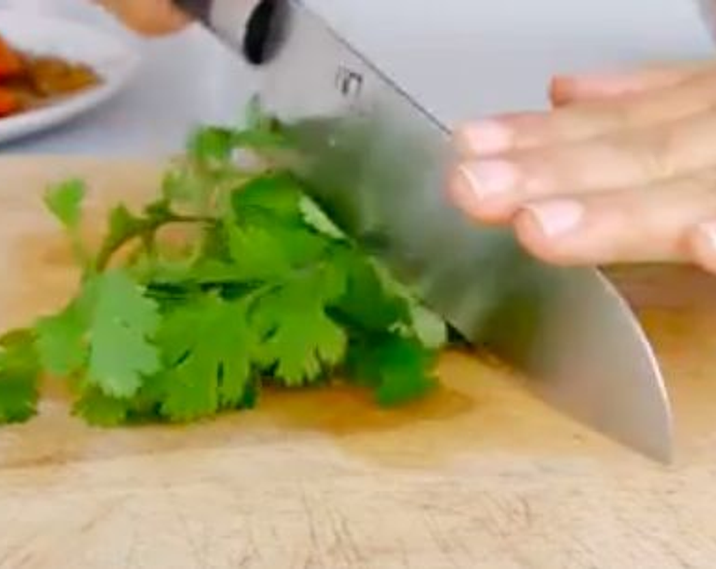 step 7 Chop some Fresh Cilantro (1/2 handful) to sprinkle on top. If you don’t like coriander you can use parsley or chives.