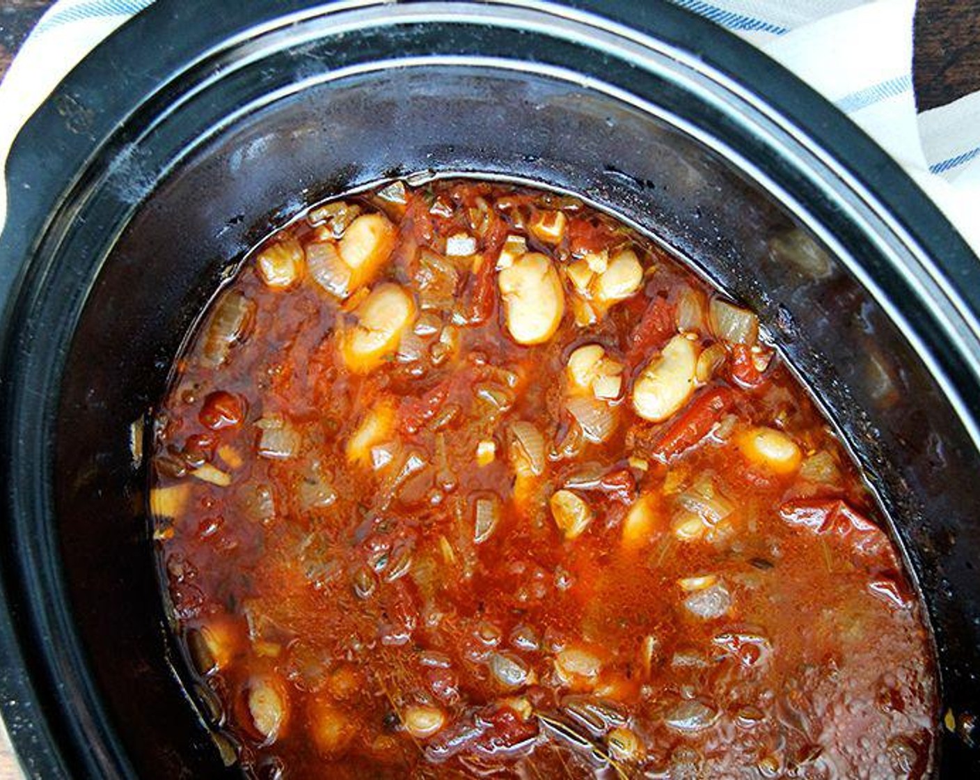 Slow Cooker Gigante Beans with Panecetta and Tomato