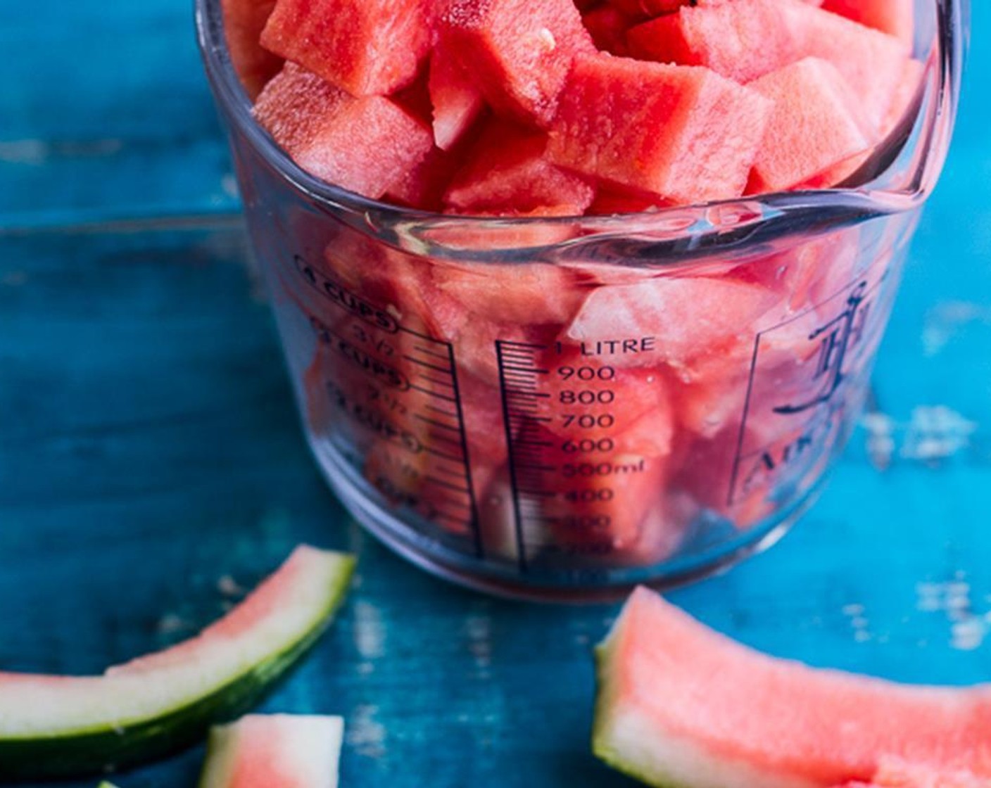 step 3 Again, add the remaining Watermelons (4 cups) and another Water (1 cup) to the blender, then puree until smooth. Strain the mixture through a fine mesh strainer set over a large bowl. Discard the watermelon pulp.