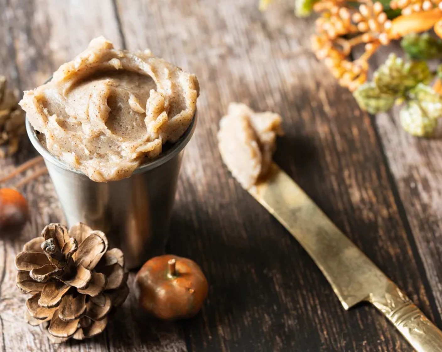 step 1 Add Salted Butter (4 Tbsp), Unsalted Butter (4 Tbsp), Simply Organic Cinnamon, Ground (1 tsp), Honey (4 Tbsp), Ground Nutmeg (1/4 tsp), Ground Ginger (1/4 tsp), Ground Allspice (1/8 tsp), and Ground Cloves (1/8 tsp) to a medium bowl and mix until smooth.