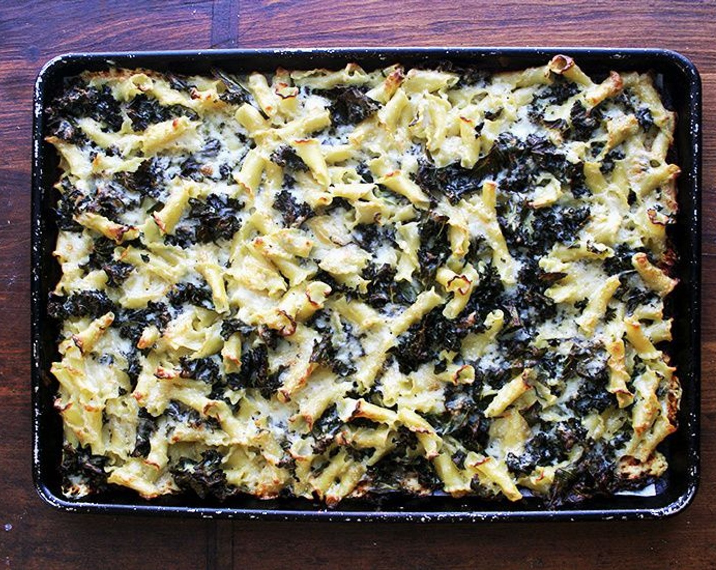 Sheet Pan Pasta Gratin with Kale