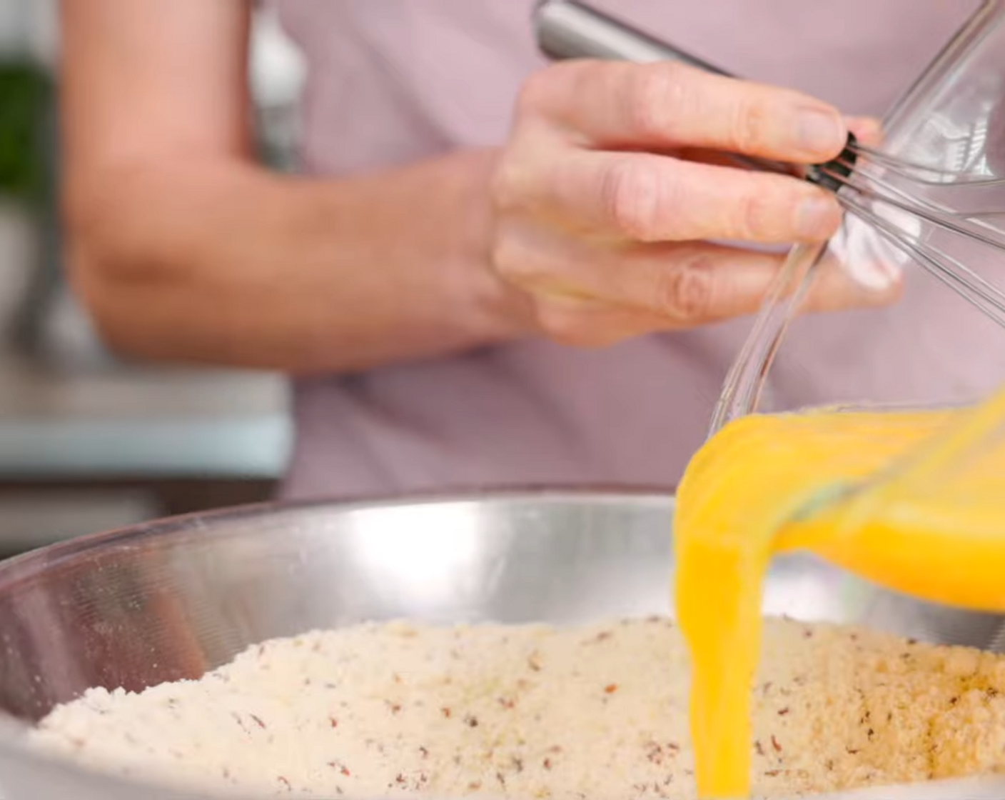 step 4 Add wet ingredients to dry ingredients and stir together.