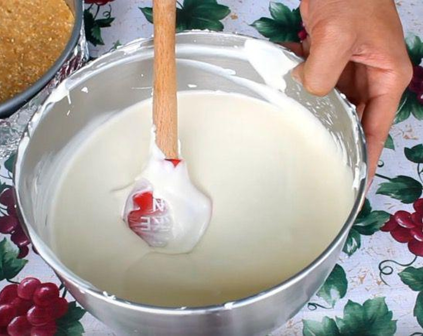 step 5 Add Vanilla Extract (1/2 Tbsp) and Salt (1/4 tsp). Mix. Add Eggs (4) one at a time, beating after each addition. Add Sour Cream (1/2 cup) and Heavy Cream (2/3 cup). Beat until mixture is smooth.