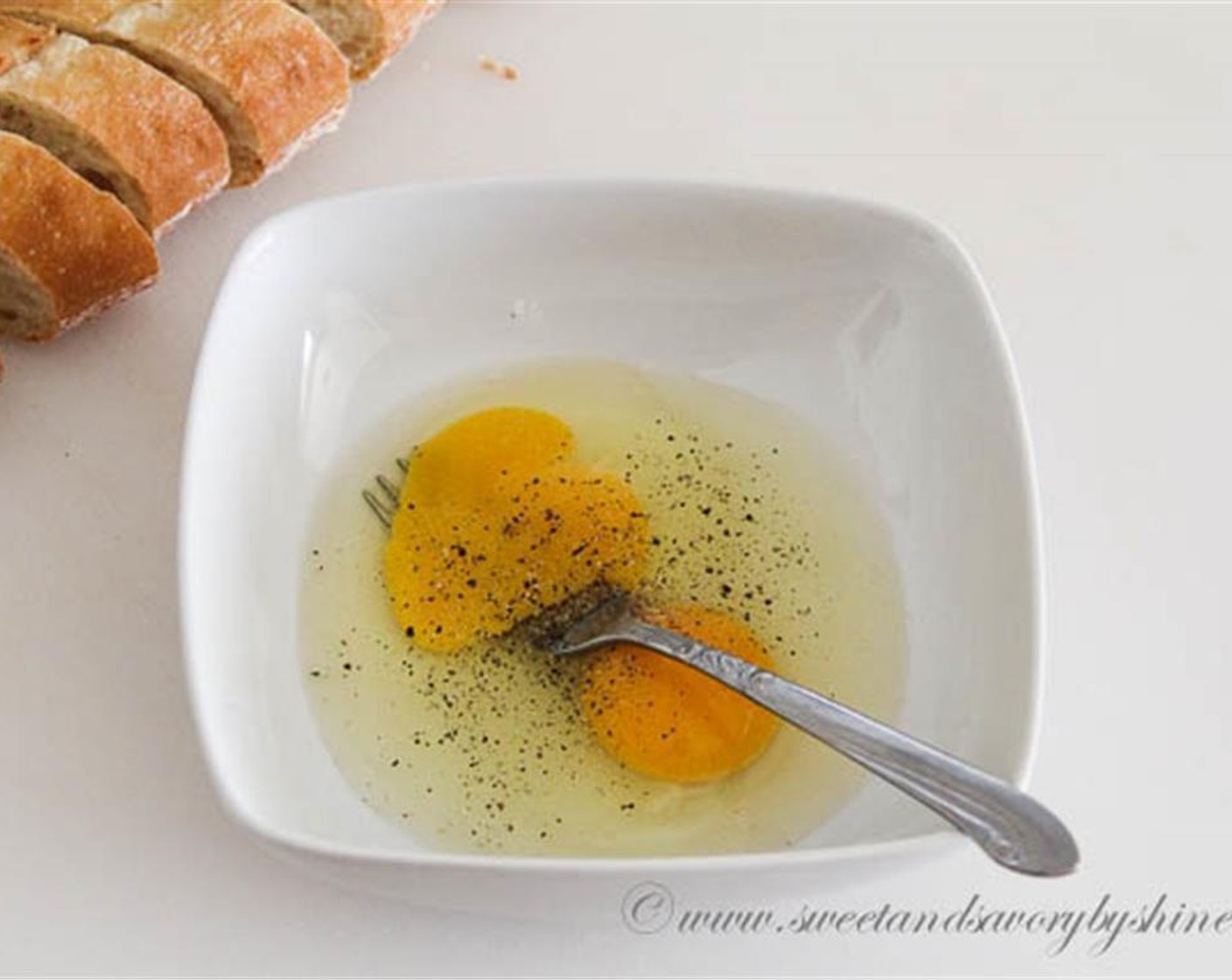 step 2 In a medium bowl, beat the Eggs (4) with a fork and season with Salt (to taste) and Ground Black Pepper (to taste).