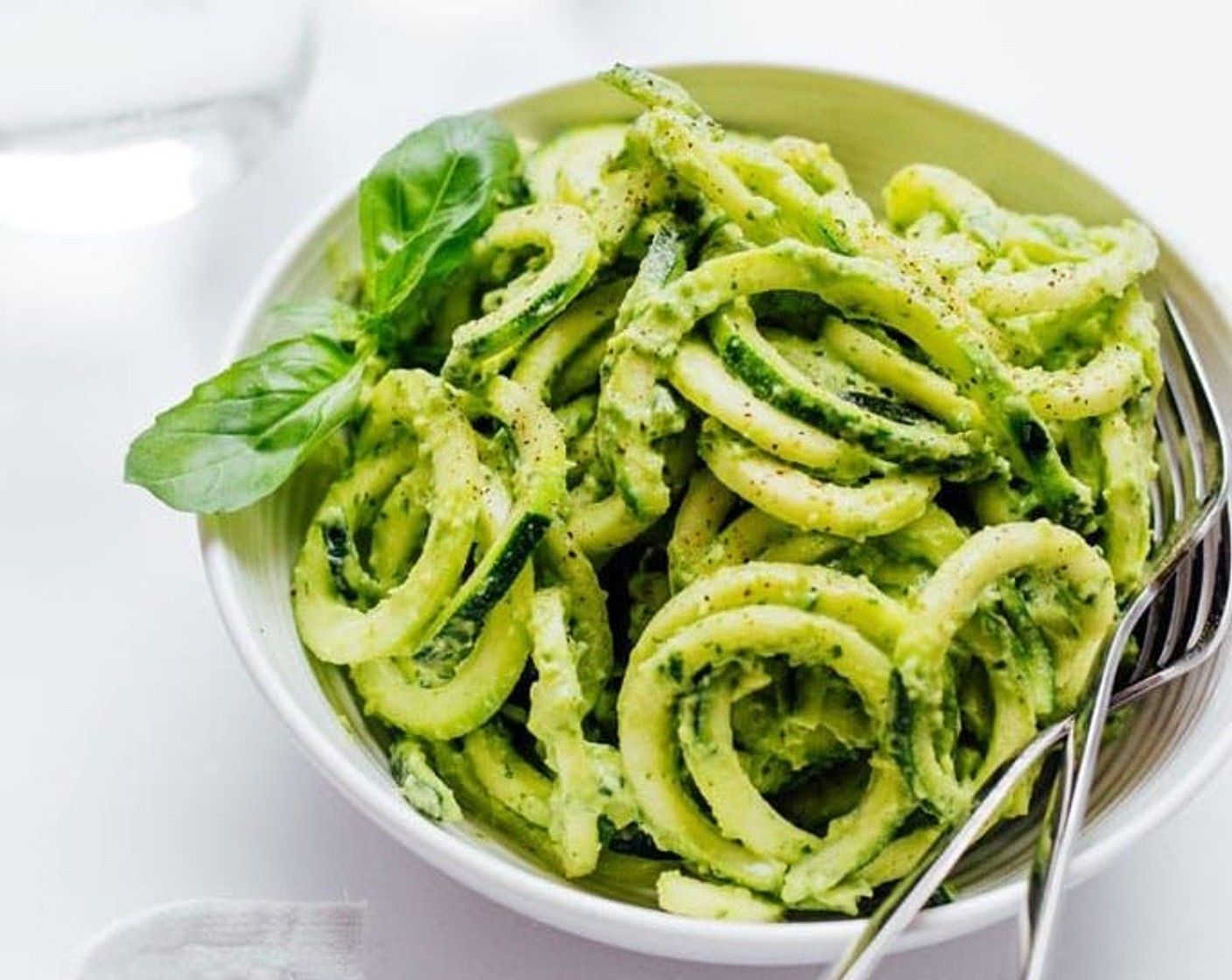 Zucchini Pasta with Creamy Avocado Pesto