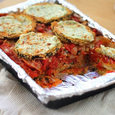 Cornmeal Crusted Eggplant & Roasted Tomato Lasagna Recipe | SideChef