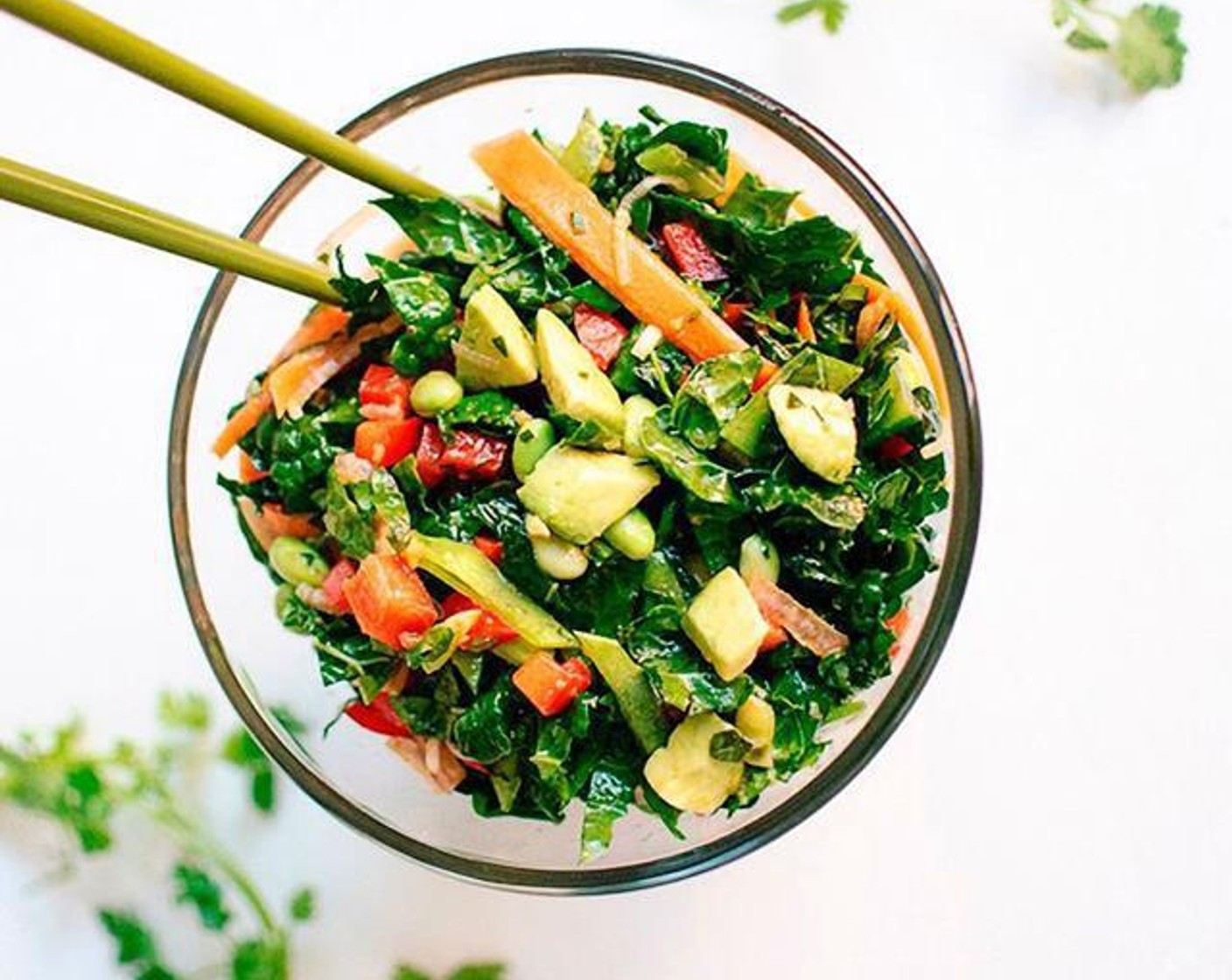 Chopped Kale Salad with Edamame, Carrot and Avocado