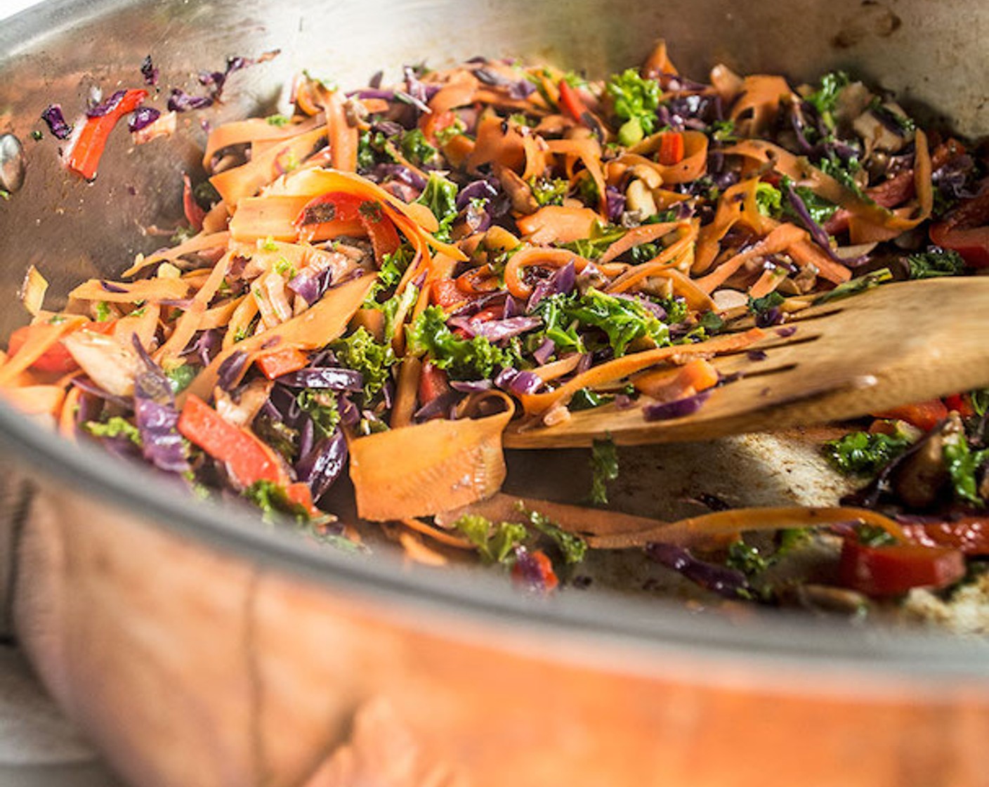 step 4 Finally, add Mushroom (1 cup) and Kale (1 cup) and cook until all veggies are soft, 3-4 minutes.