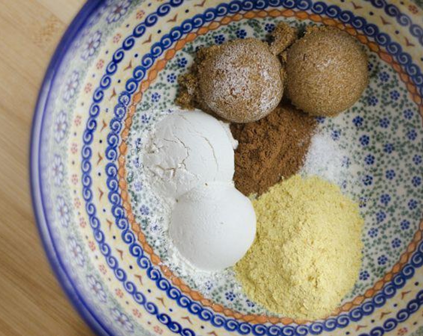 step 1 In a medium-sized bowl, mix Vanilla Soy Milk (1 cup), All-Purpose Flour (2 Tbsp), Nutritional Yeast (1 1/2 Tbsp), Brown Sugar (2 Tbsp), Ground Cinnamon (1 tsp), Vanilla Extract (1/2 tsp), and Salt (1/8 tsp).