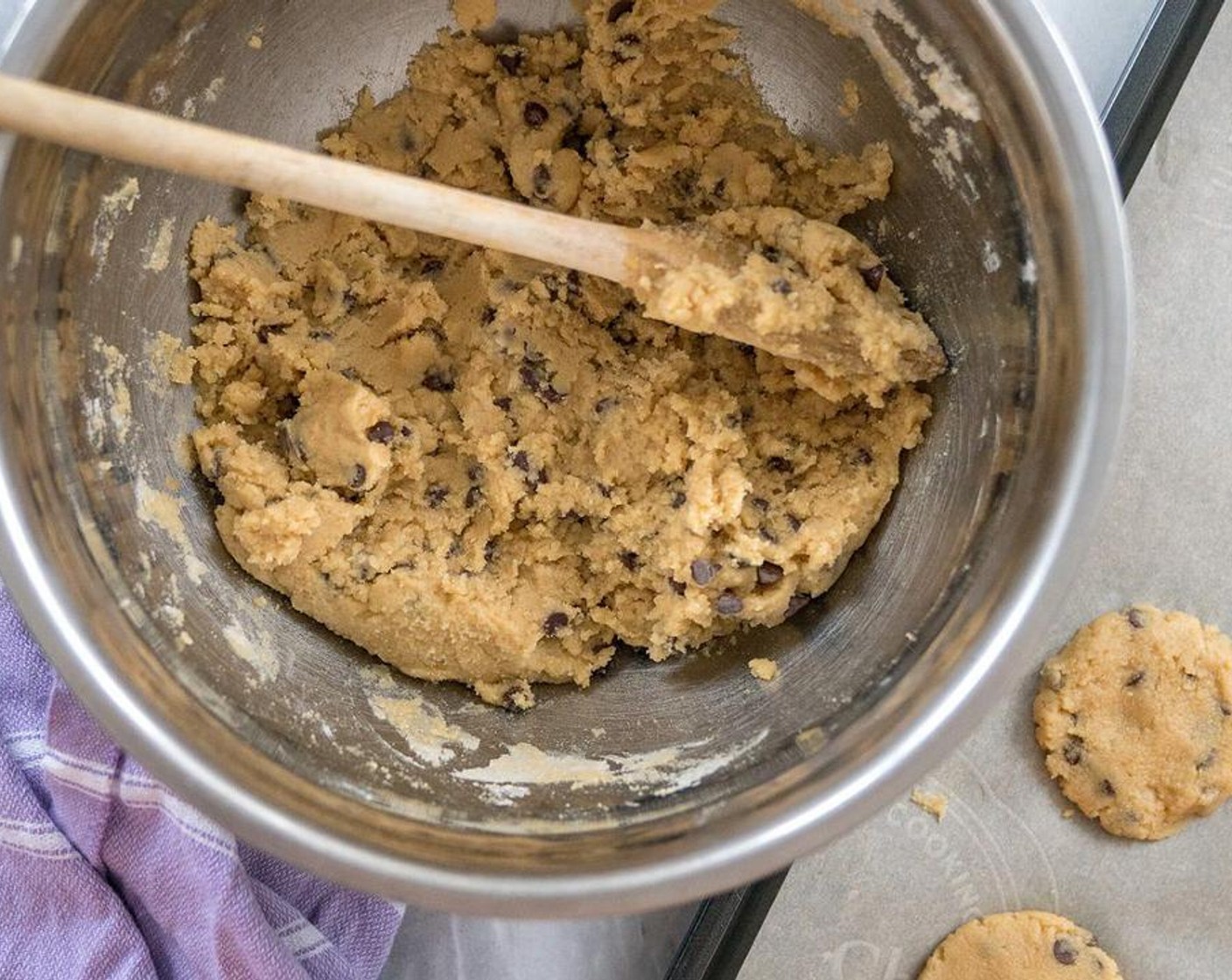step 4 Mix the wet ingredients into the dry and fold in Mini Chocolate Chips (1/3 cup).
