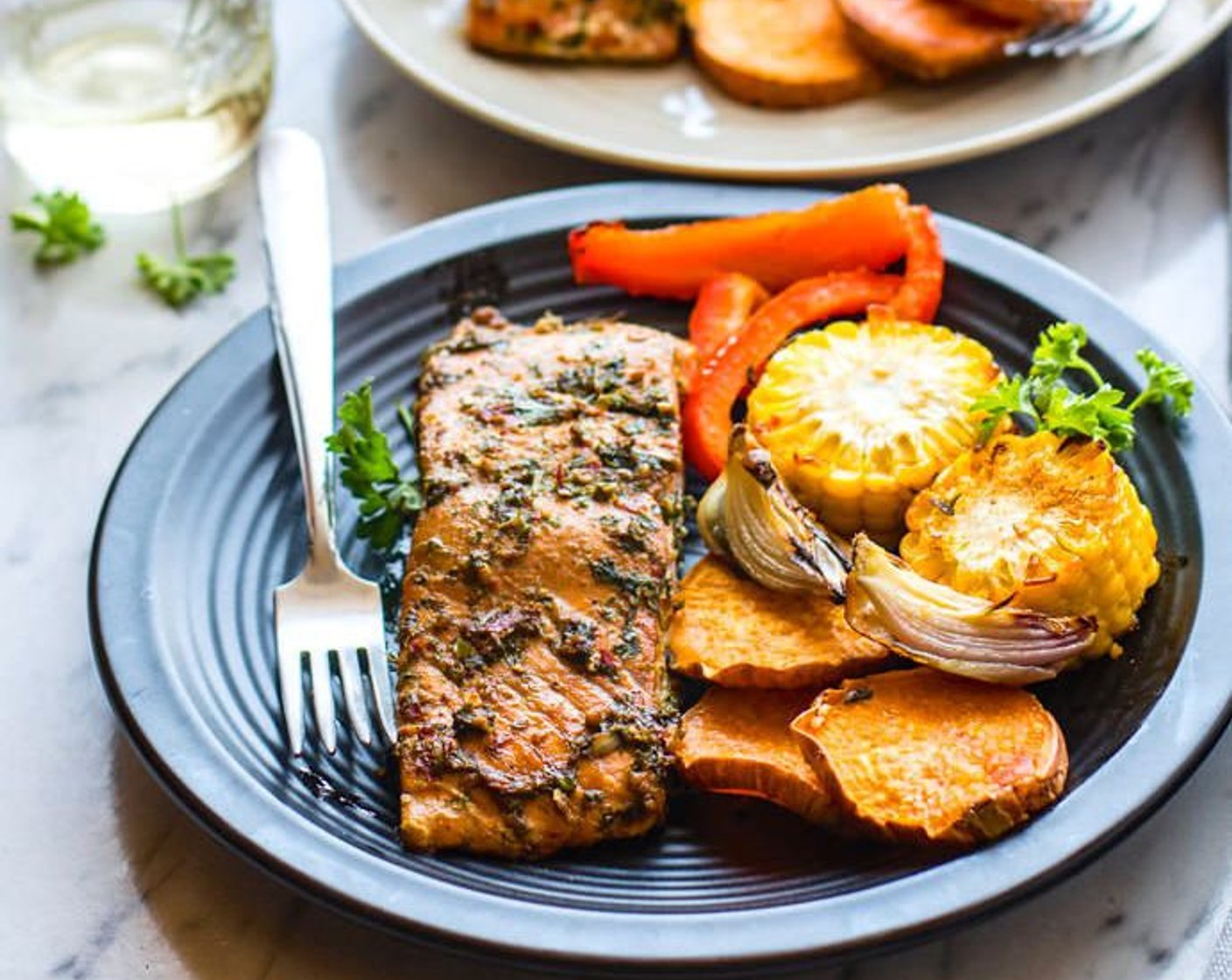 Easy Sheet Pan Jerk Salmon with Veggies