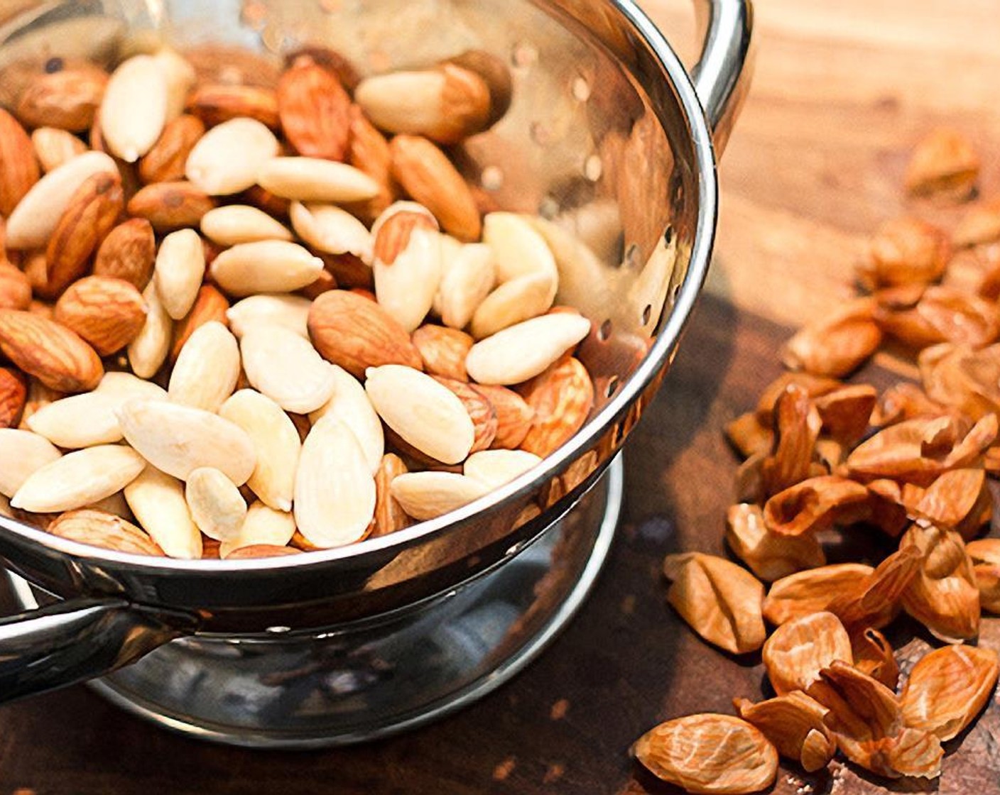 step 3 Remove skins from the almonds.