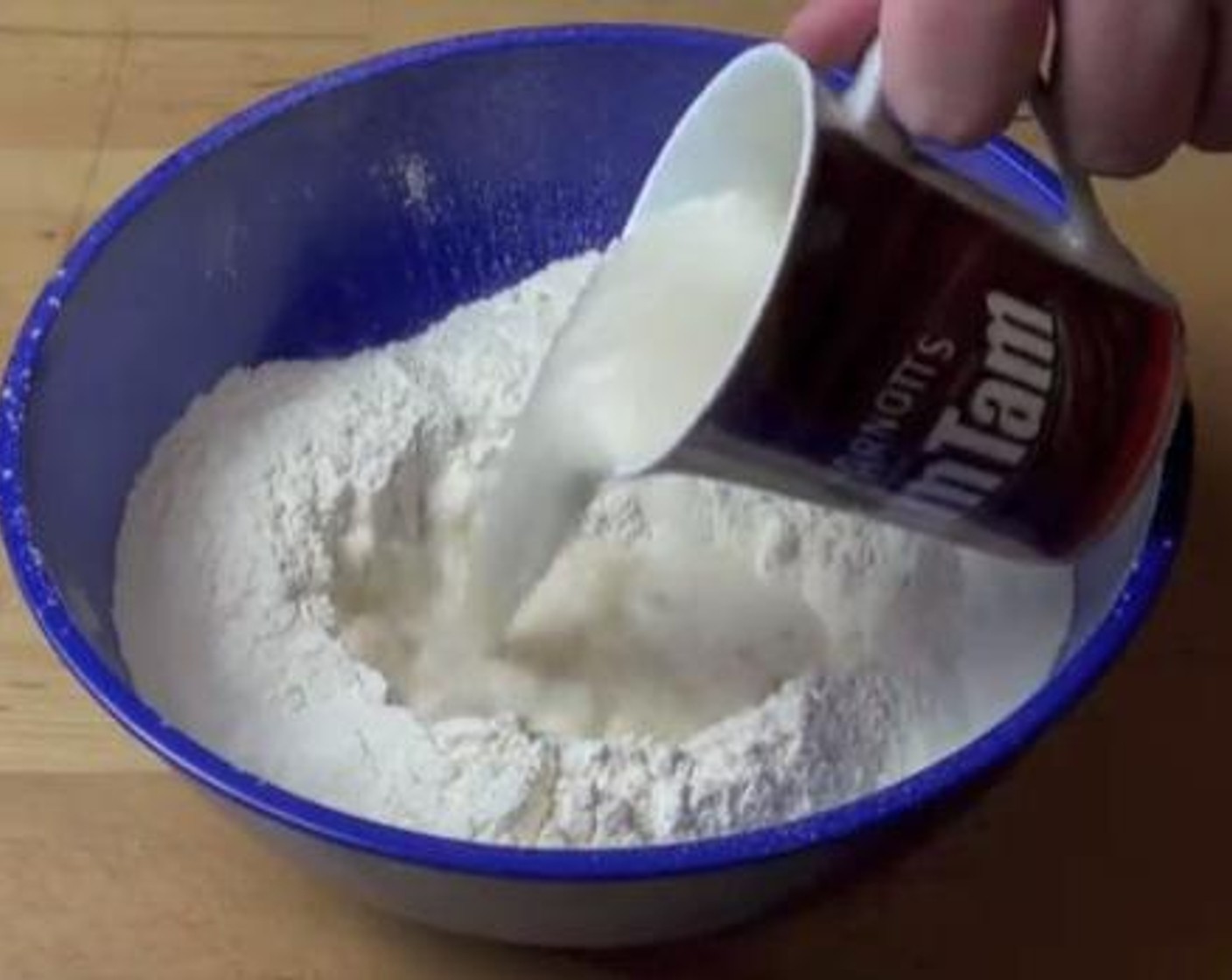 step 2 Into a mixing bowl, sift the All-Purpose Flour (3 cups). Add the Salt (1 tsp), Olive Oil (1 Tbsp) and the yeast mixture. Gently mix together until a nice soft dough forms.