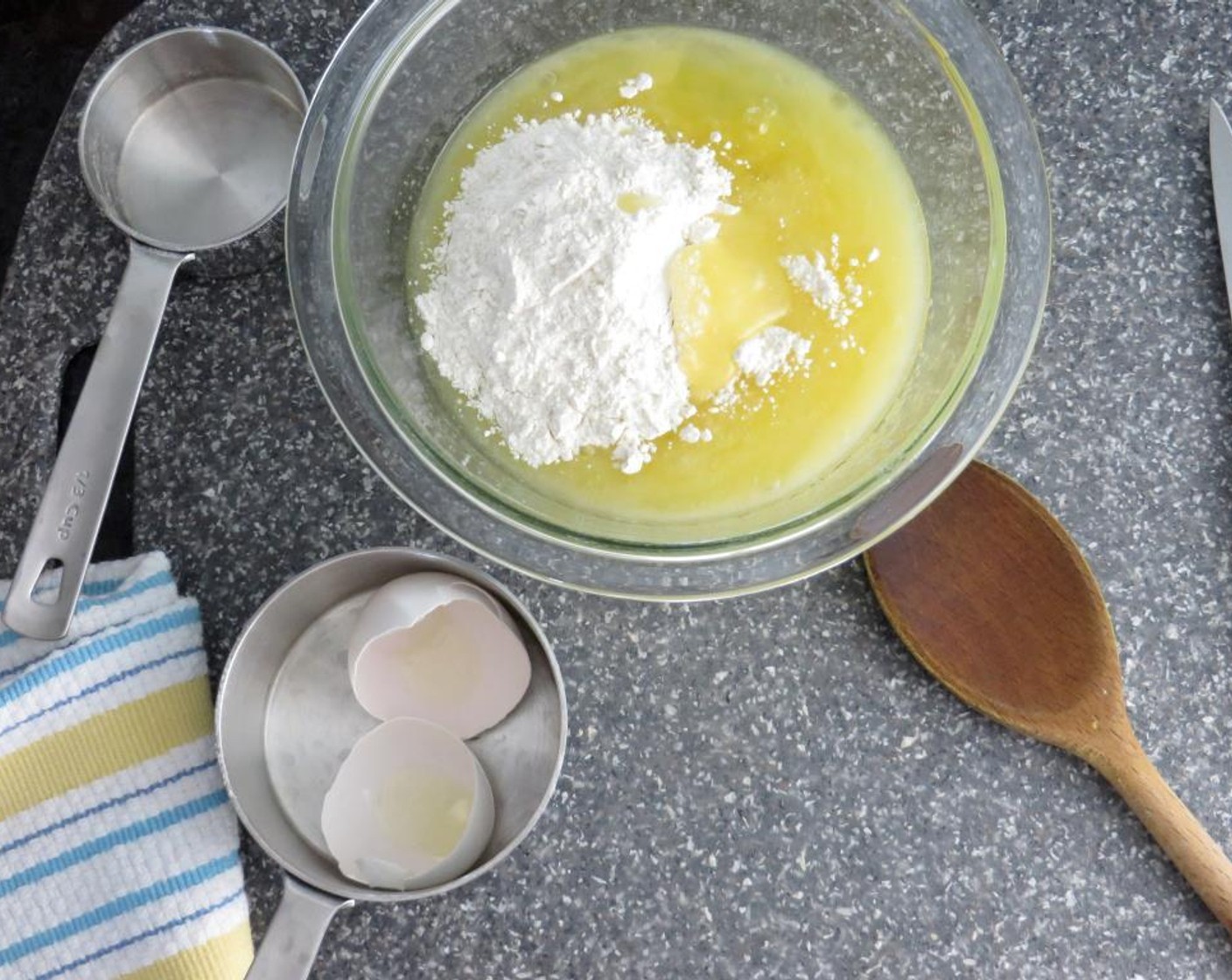 step 12 In a small bowl, add Butter (1/3 cup), Granulated Sugar (1 cup), Egg (1), 1/2 teaspoon zest of Lemon (1), and All-Purpose Flour (1/3 cup), mixing with a fork until combined.