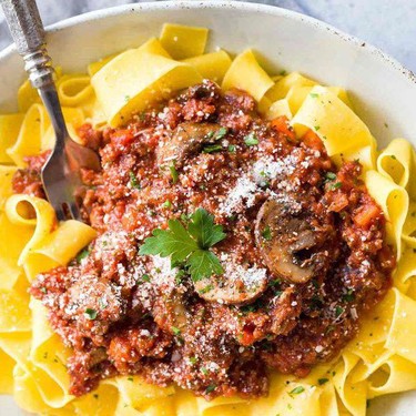 Beef Bolognese Sauce with Pappardelle Pasta Recipe | SideChef