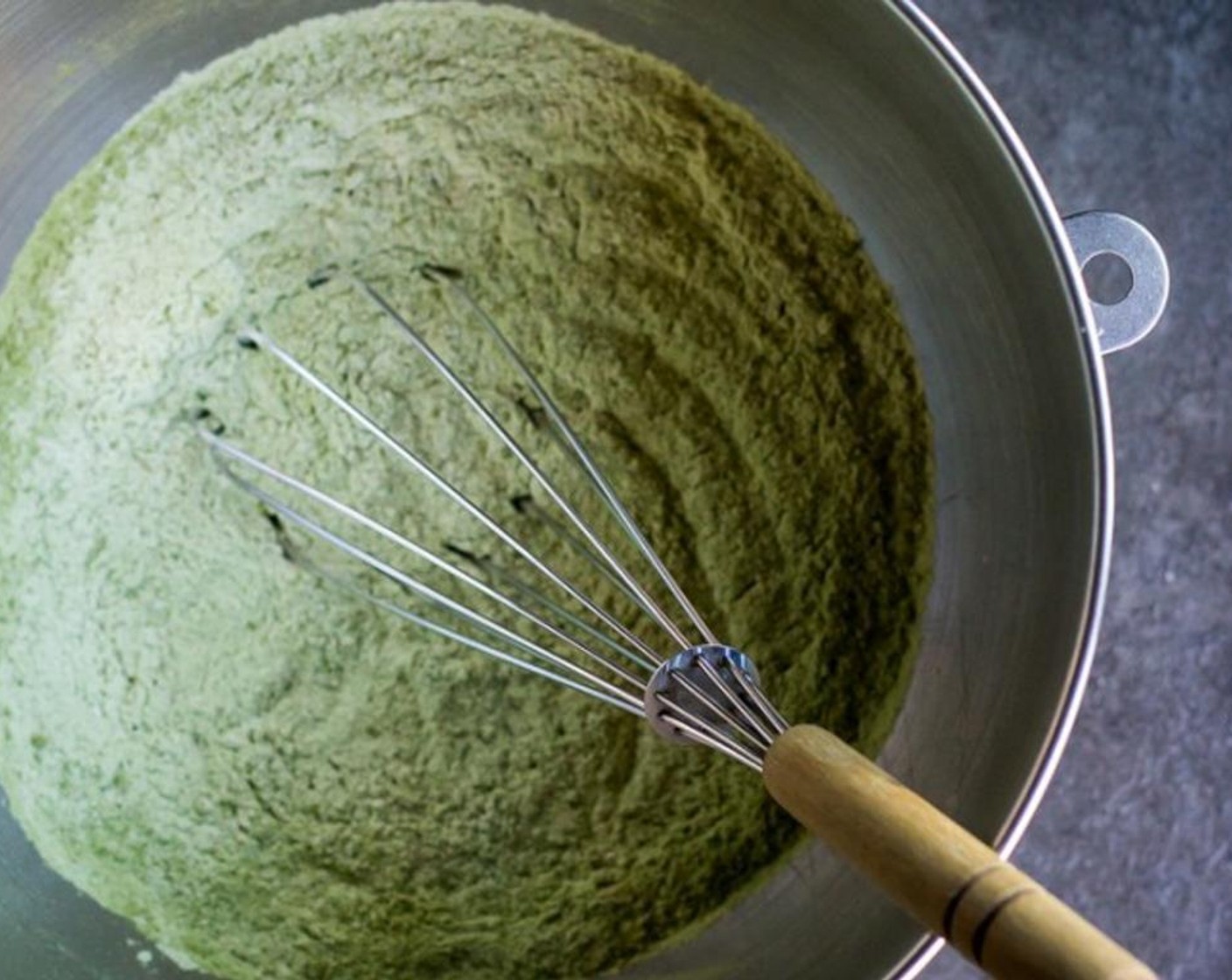 step 3 Make the dough. Whisk together the Bread Flour (2 cups), Granulated Sugar (1/2 cup), Matcha Powder (1 Tbsp), Instant Dry Yeast (1 1/4 tsp), Fine Salt (1 tsp), and Non-Fat Dry Milk Powder (1 tsp) in the bowl of your stand mixer.
