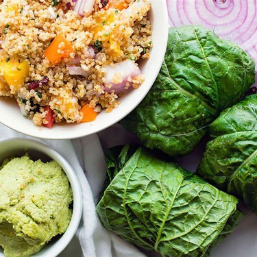 Quinoa Salad Collard Wraps with Edamame Pesto Recipe | SideChef