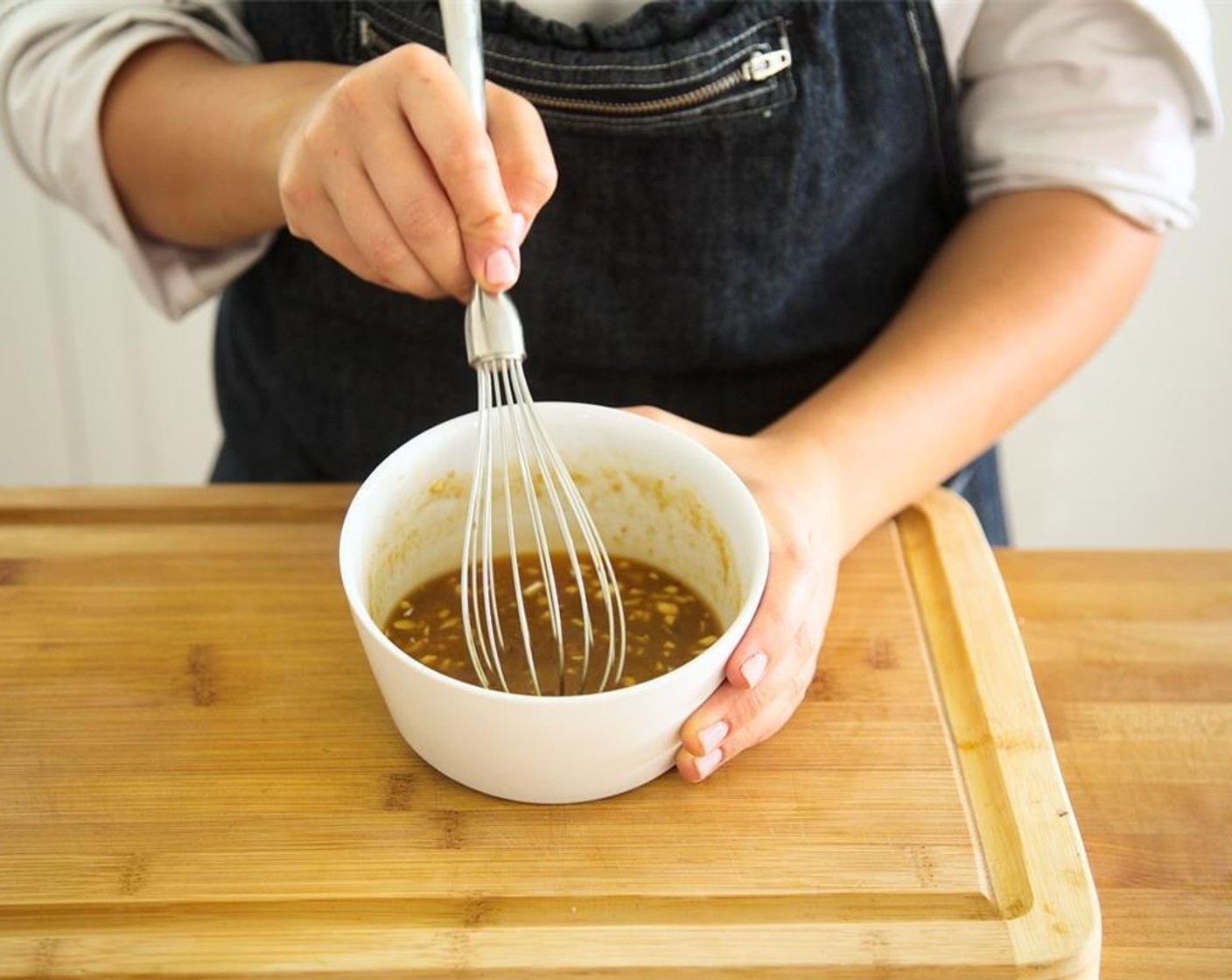 step 4 Add Tamari Soy Sauce (2 Tbsp), Mirin (1/4 cup), Sambal (1/2 tsp), White Miso Paste (2 Tbsp), and half of the Granulated Sugar (1 Tbsp). Mix until well combined.