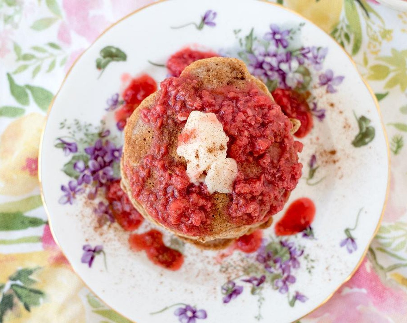 Apple Spice Pancakes with Raspberry Compote