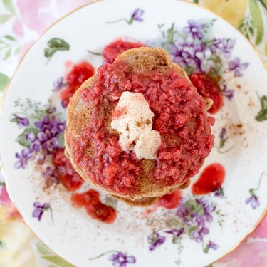 Apple Spice Pancakes with Raspberry Compote Recipe | SideChef