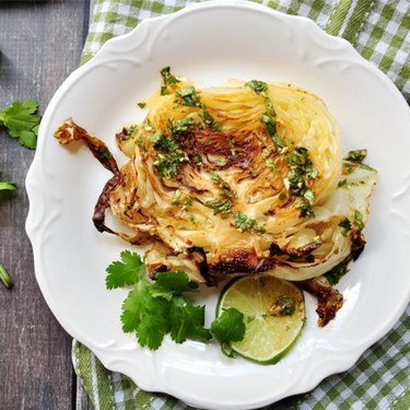Roasted Cabbage Steaks with Lime & Cilantro Sauce Recipe | SideChef