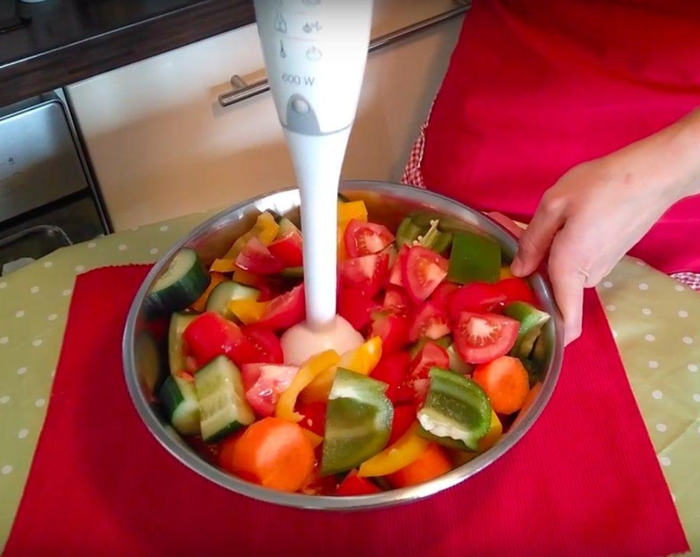 step 5 Add all the vegetables to a bowl and blend with a stick blender. You can also put everything in a regular blender.