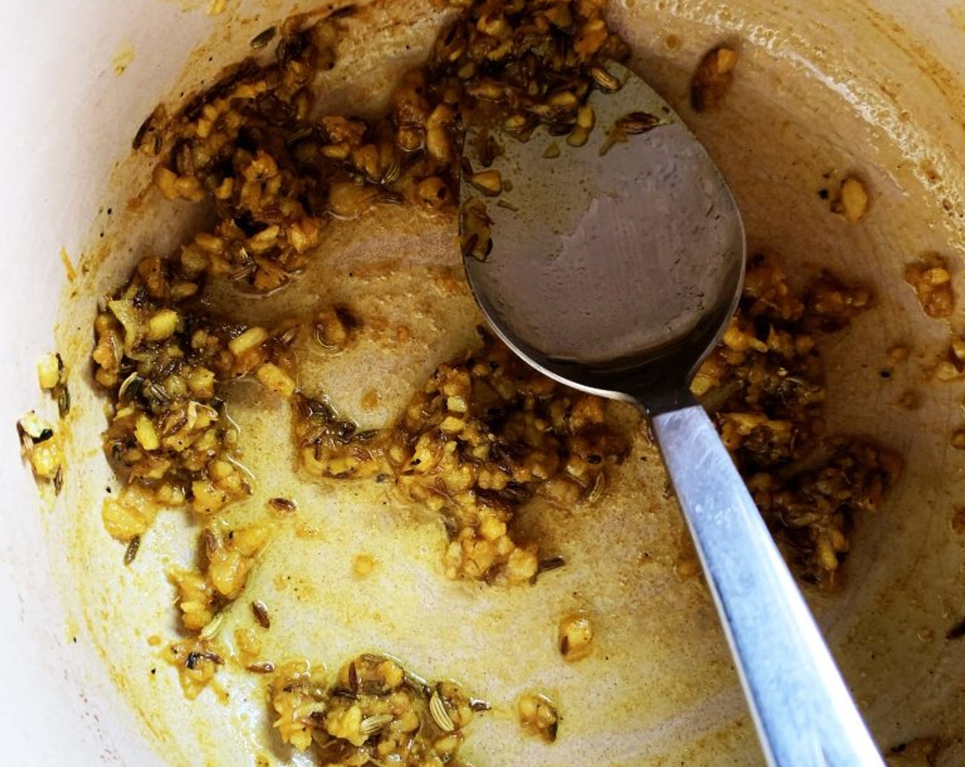 step 2 In a saucepan melt the Ghee (1 Tbsp), add the Ground Turmeric (1/4 tsp), Fennel Seeds (1/4 tsp), Cumin Seeds (1/2 tsp), and toast them on low heat until fragrant, a couple of minutes.