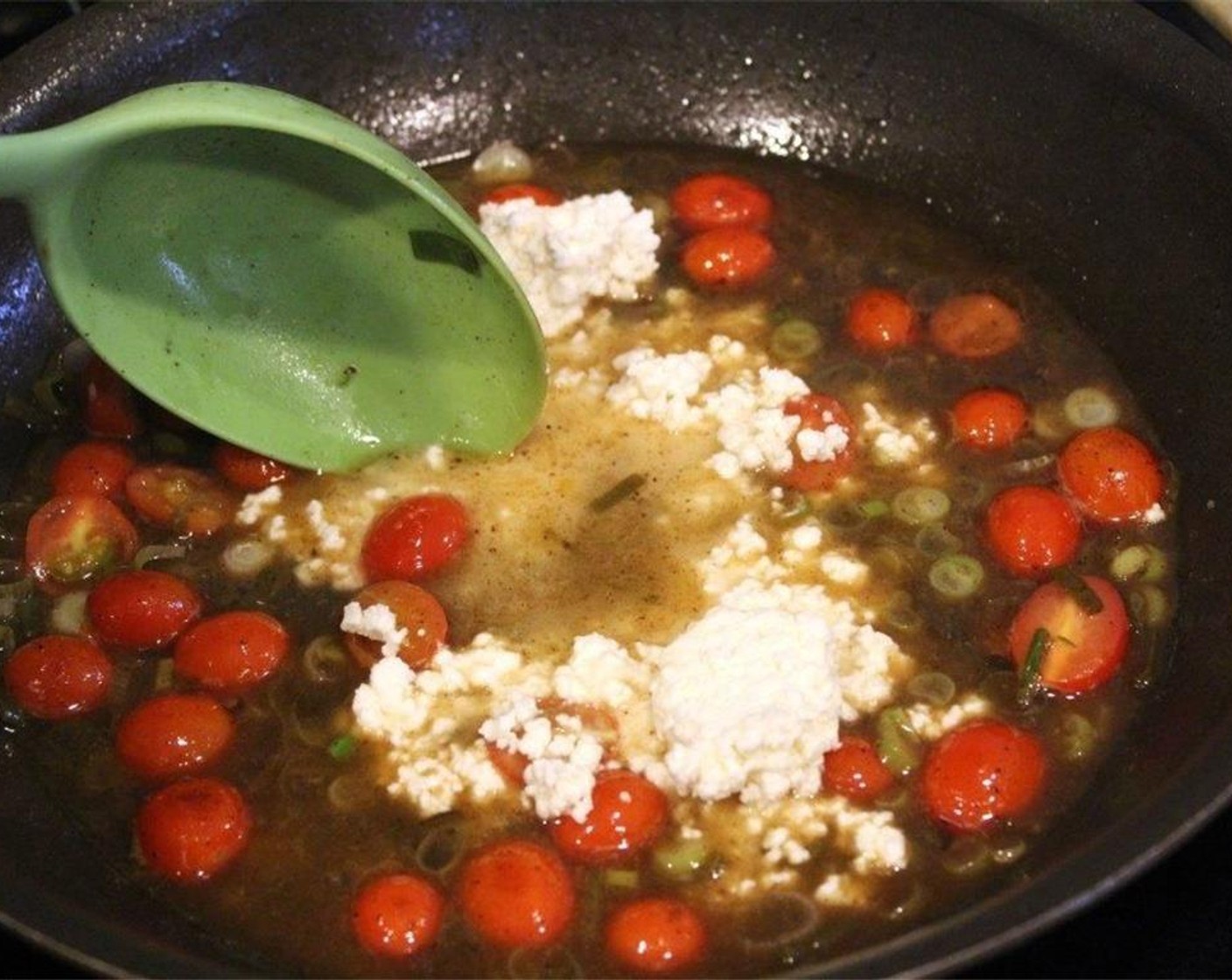 step 10 When the wine is reduced, stir in the Capers (1 Tbsp) and the Feta Cheese (1/2 cup). Stir the sauce for one more minute just to heat the feta but do not melt it.