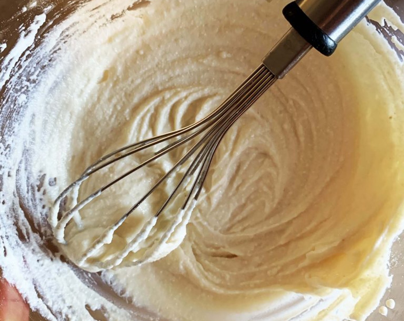 step 4 Meanwhile, prepare the cream by whisking the Ricotta Cheese (1 cup), Eggs (2 Tbsp), Granulated Erythritol (1/4 cup), Orgeat Almond Syrup (0.5 oz), and Corn Starch (1/4 cup) in a bowl.