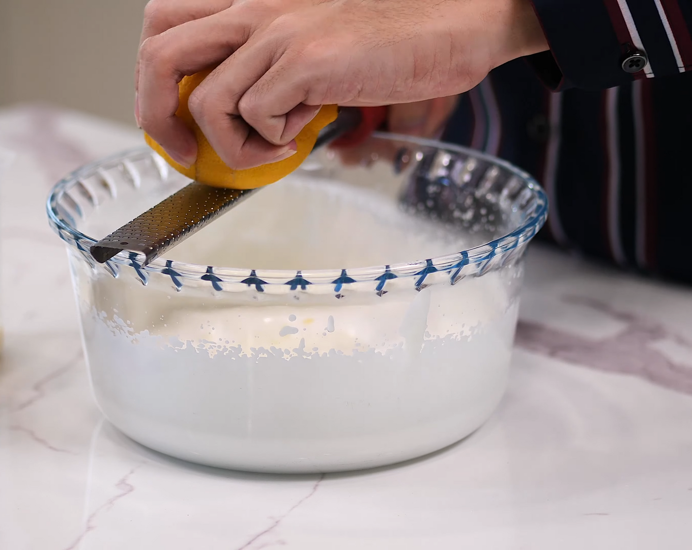 step 11 Drizzle in Yogurt (1/3 cup), Lemon (1), and juice of 1/2 of a lemon. The mixture will thicken up as you fold.