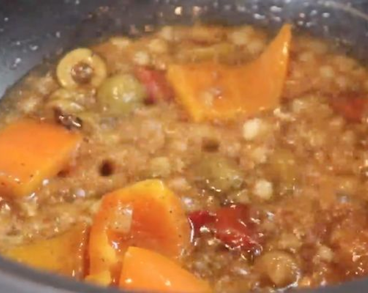 step 5 Once simmering add Tomato Sauce (1/4 cup), stir, and then add the Pinto Beans (1 can). Add Water (4 1/2 cups), Fresh Cilantro (to taste), and stir again. Now cover and bring to a boil.