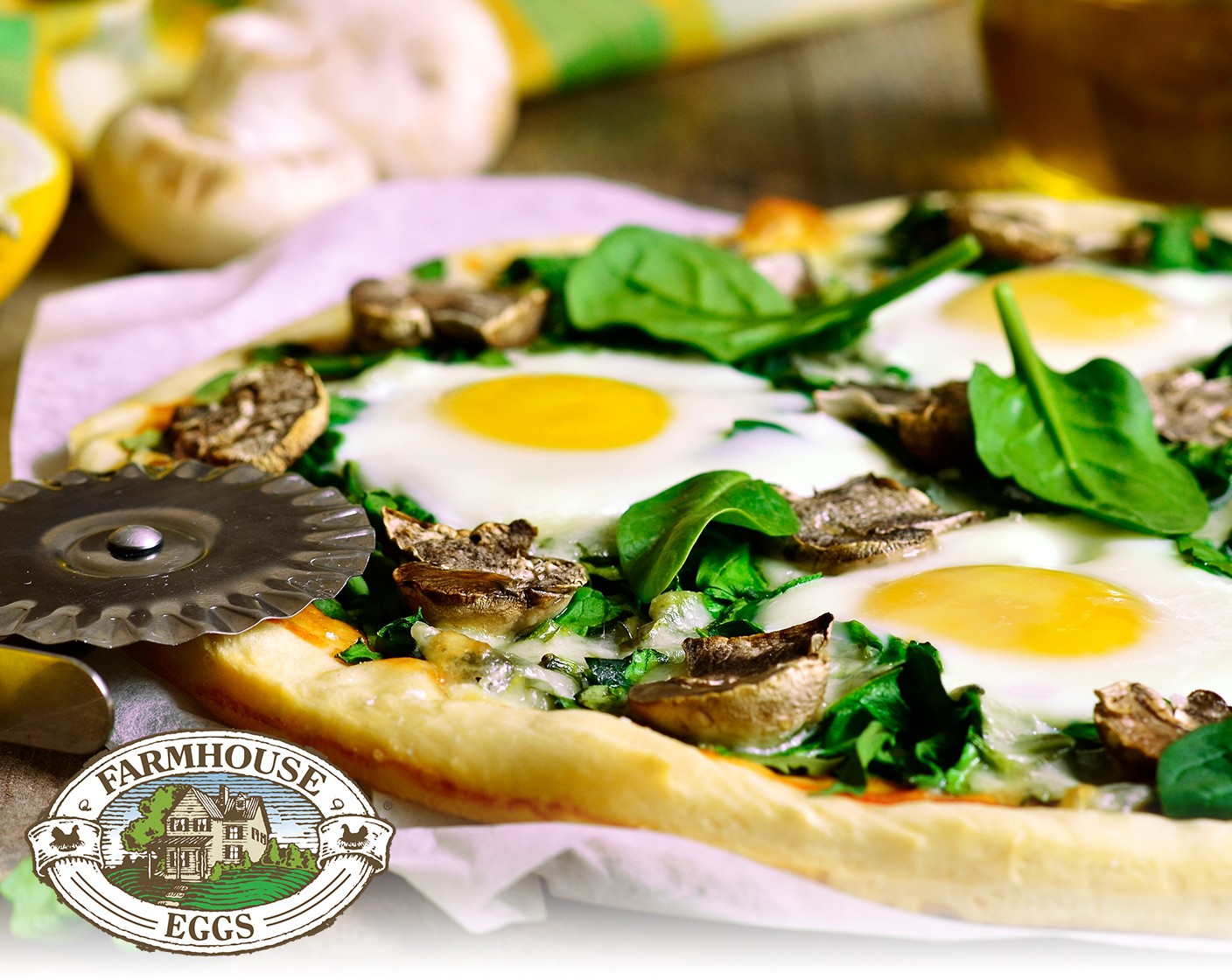 Vegetable Pizza with Sunny Side Up Eggs