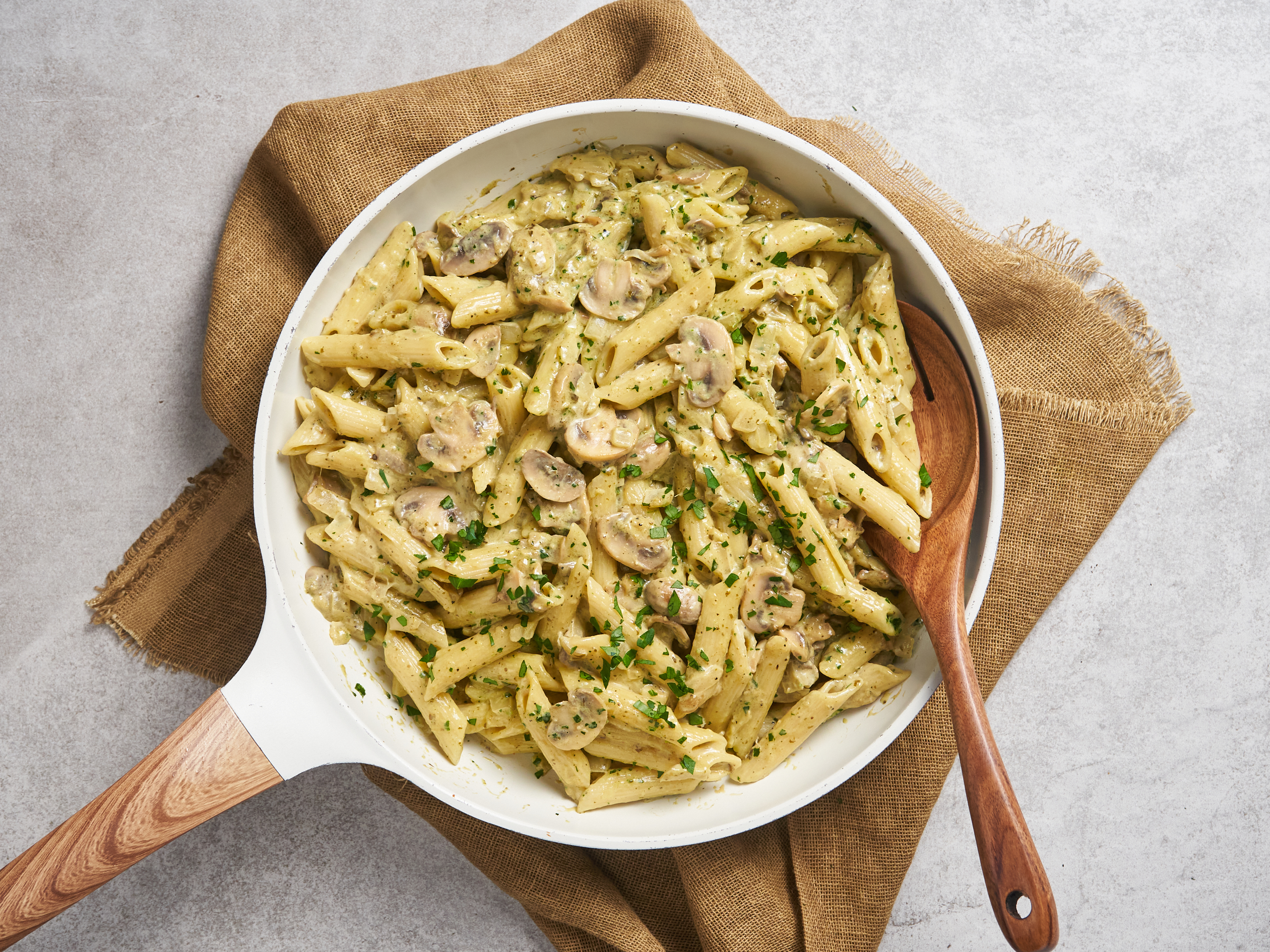 Pesto Penne with Creamy Mushroom Sauce Recipe