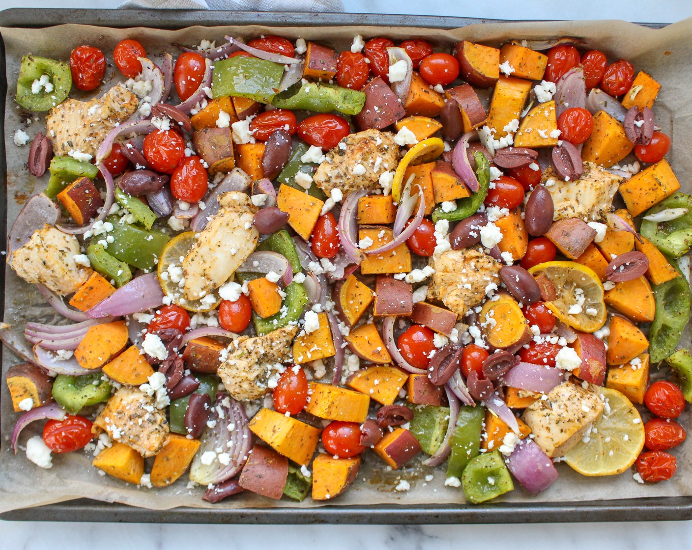 step 6 When done cooking, sprinkle with Kalamata Olives (4 Tbsp) and Feta Cheese (4 Tbsp). Serve warm. Enjoy!