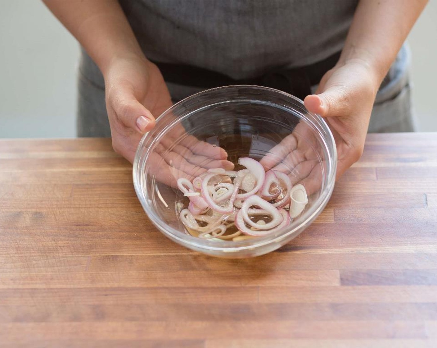 step 7 Add the Rice Vinegar (2 Tbsp) and Granulated Sugar (1 tsp) to the bowl with the shallots. Stir to combine and hold.