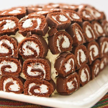 Frozen Swiss Cake Roll Ice Cream Sandwich Cake Recipe | SideChef