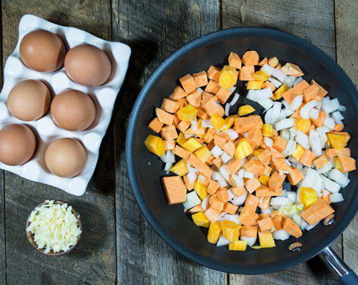 step 3 Add Turnips (2 cups), Salt (to taste), Ground Black Pepper (to taste), Paprika (to taste) and continue cooking until vegetables are cooked through. Split cooked vegetables between two dinner plates or bowls.