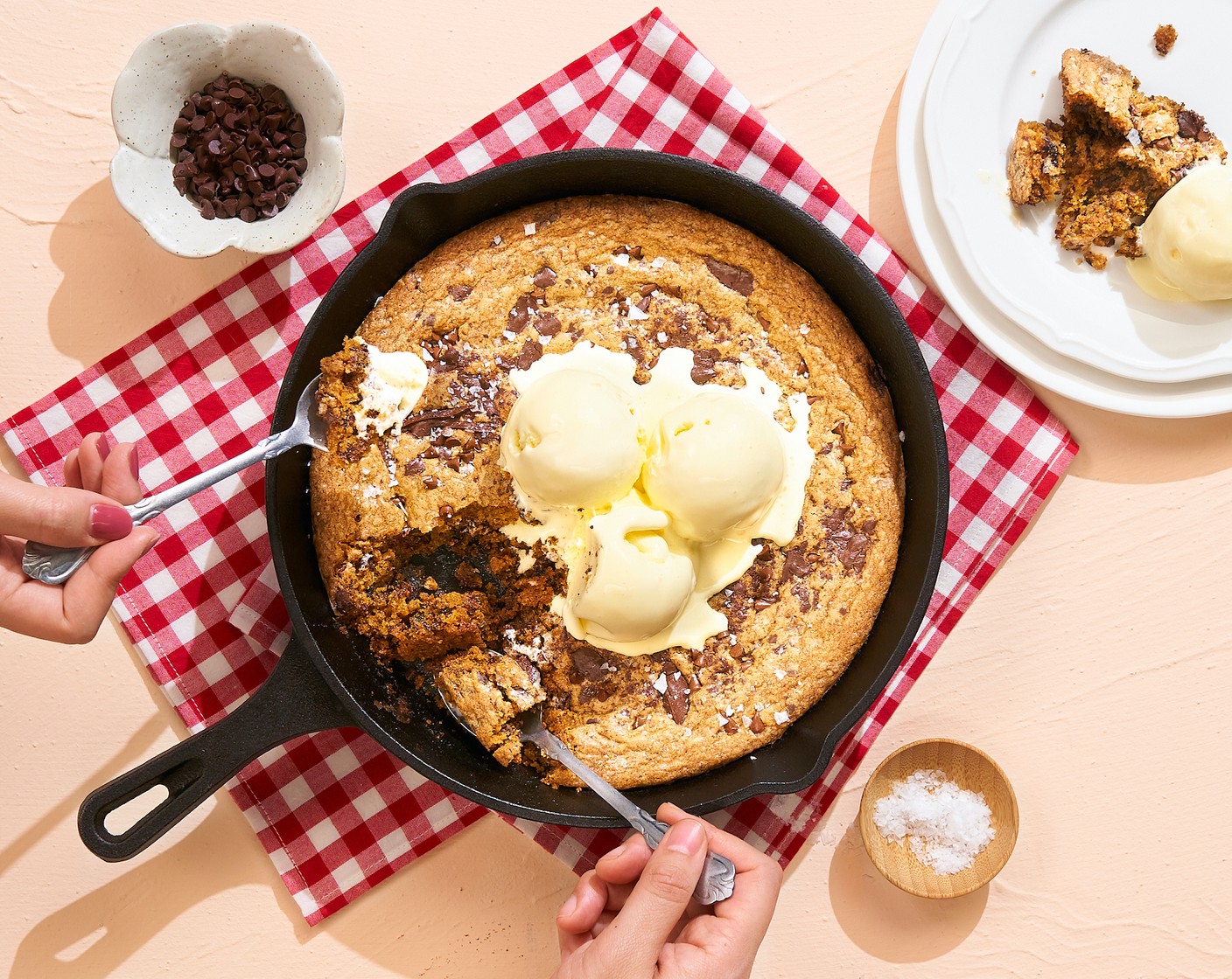 Skillet Chocolate Chip Cookie Recipe - Dine and Dish