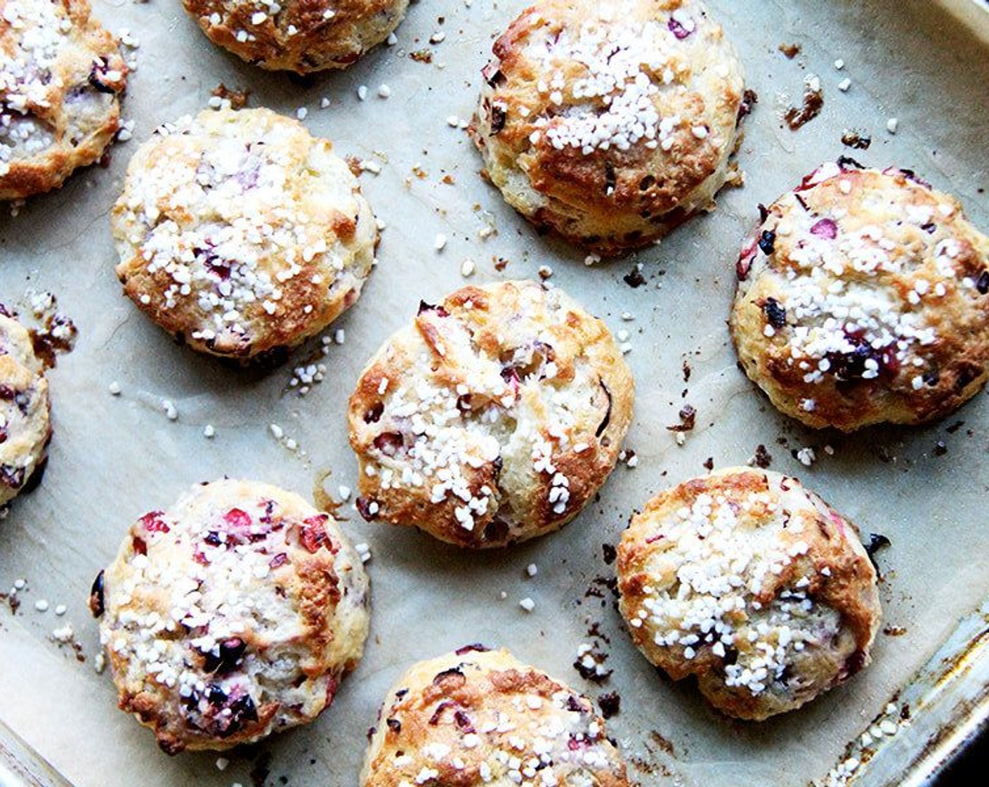 step 7 Transfer the scones to a baking sheet. Bake until the tops of the scones are lightly browned, about 20 to 25 minutes. Remove from the oven, let cool briefly, then serve with butter on the side. Enjoy!