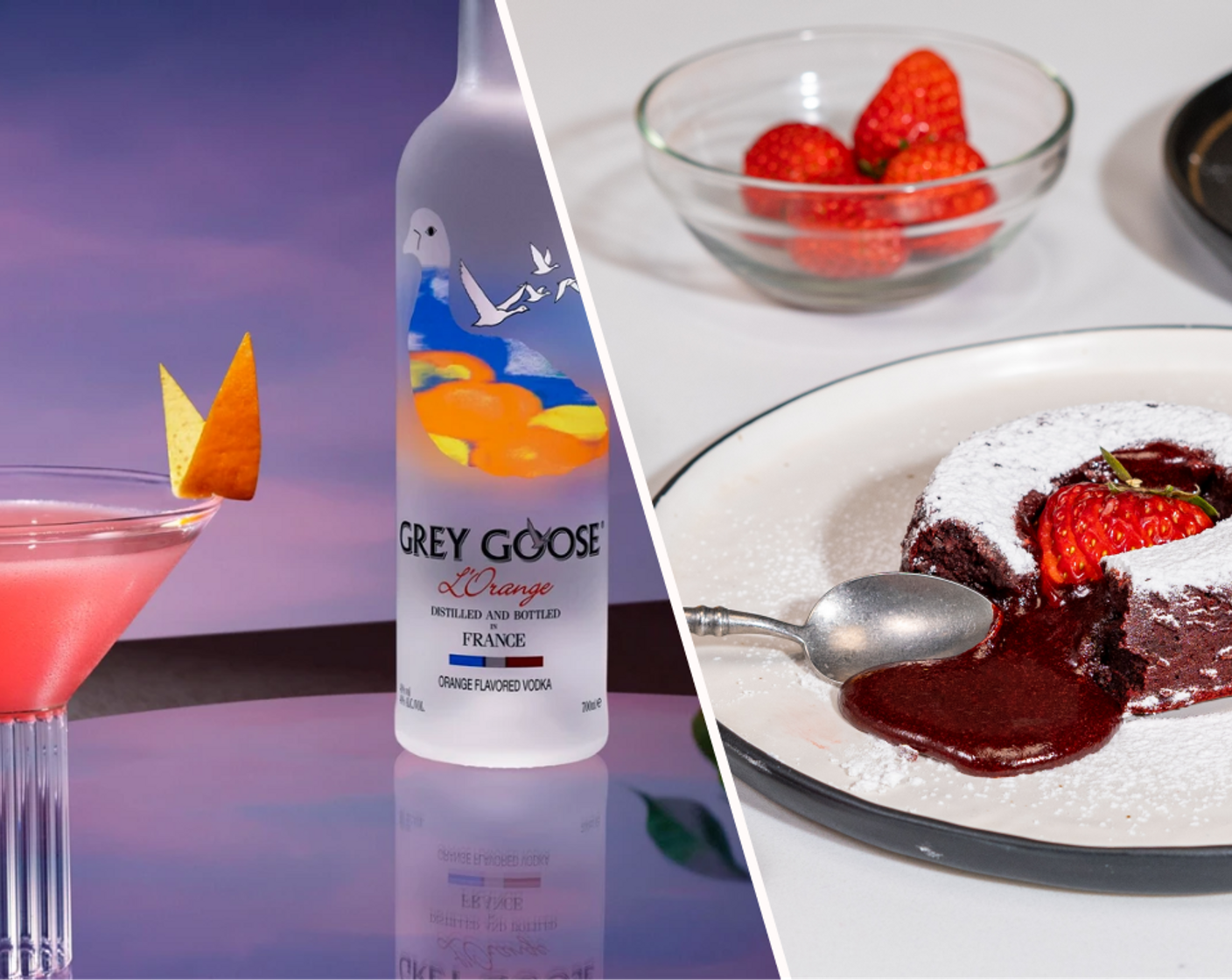Red Velvet Mocha Lava Cake For Two and Cosmopolitan Cocktail