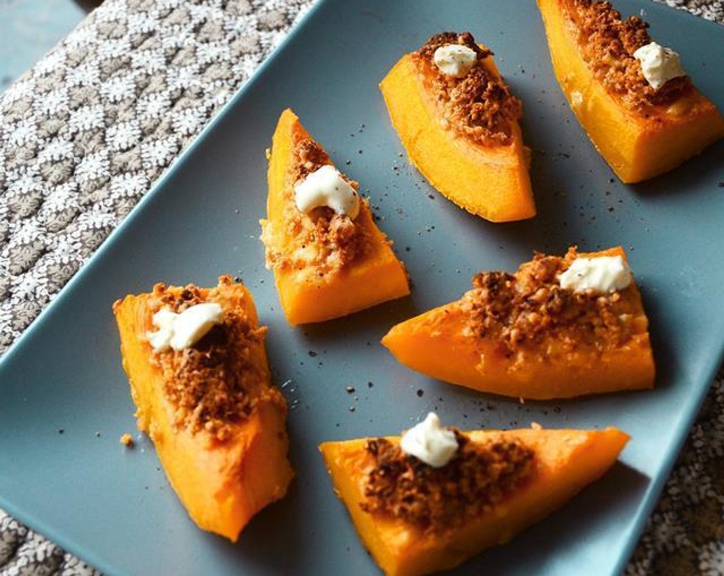 Roasted Squash with Tomato and Goat Cheese Crumb