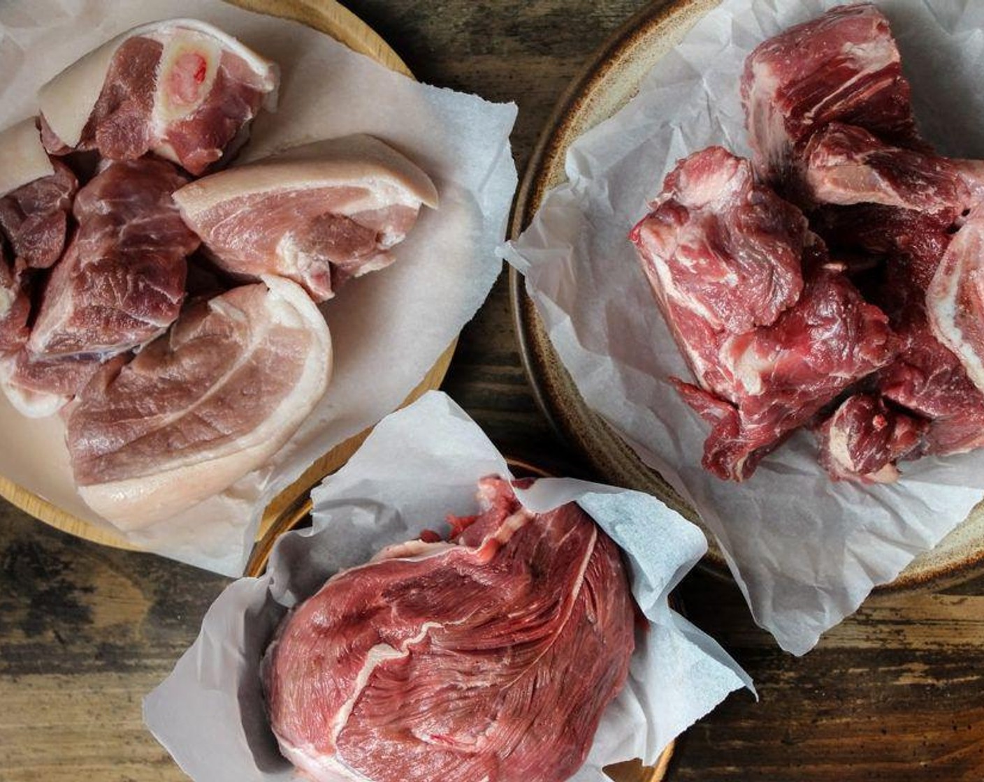 step 1 Prep and clean the meat. In a large pot, add cold water into it and add Pork Sausage (1 pckg), Beef Bones (1.5 lb), Ham Hock (1.5 lb) and Beef Shank (1 lb).