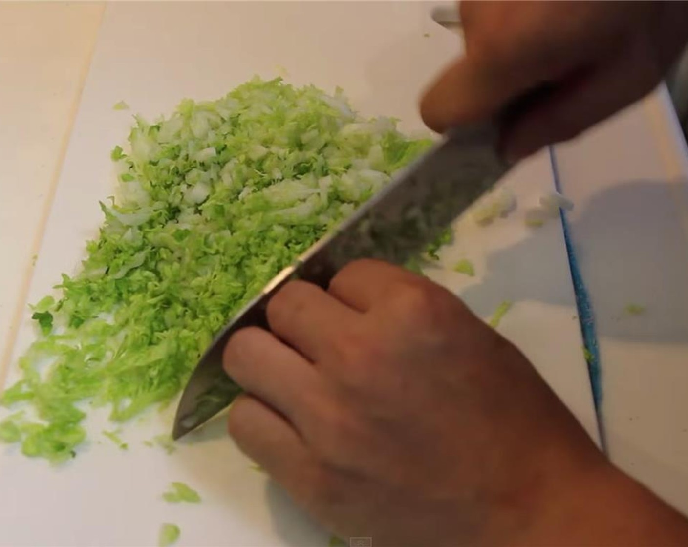 step 2 Chop strips into finer pieces and add to a large bowl.