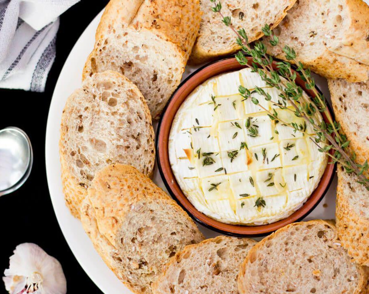 Garlic and Thyme Baked Camembert