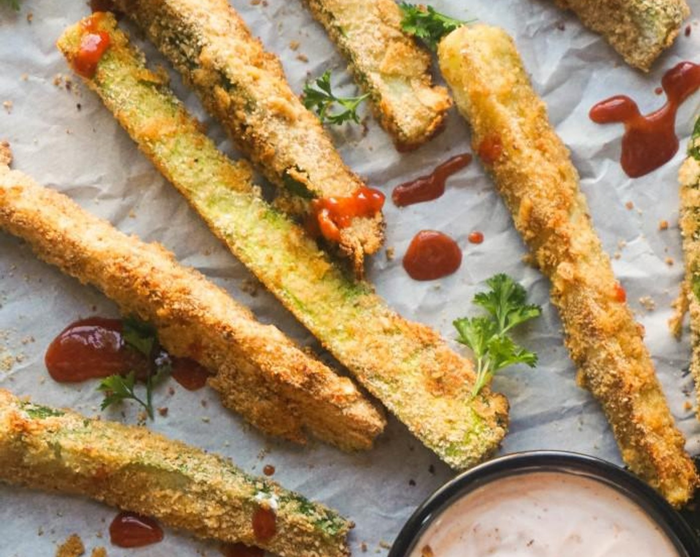 Crab Chip Crusted Zucchini Fries