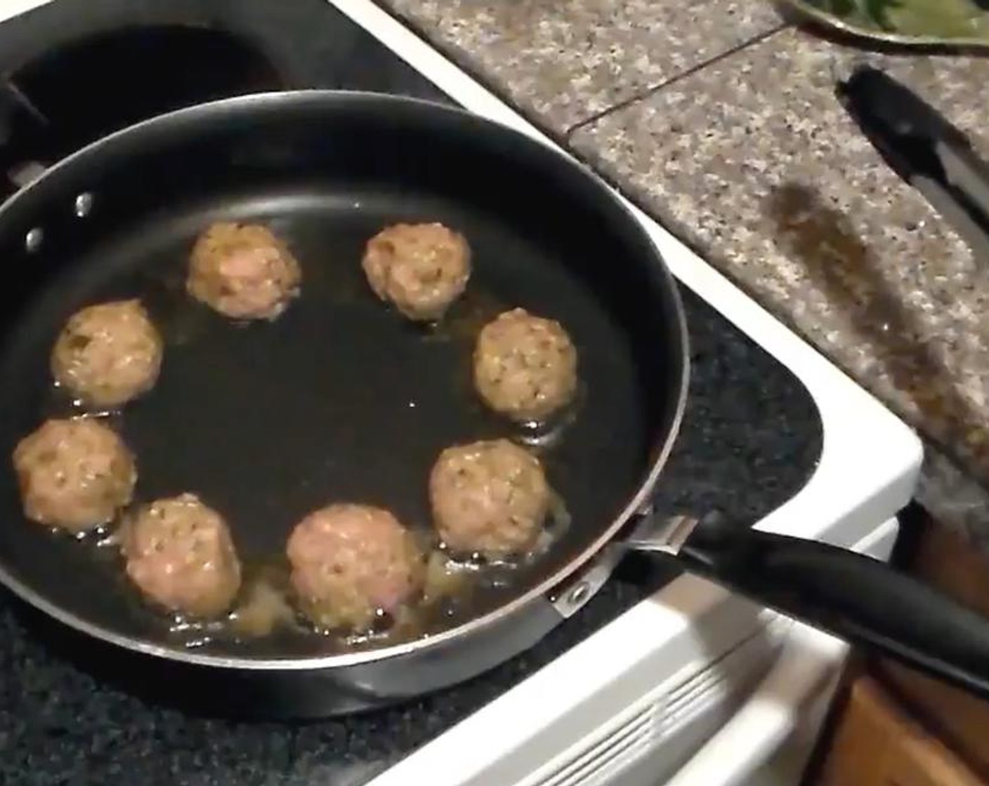 step 5 Sear outside of meatballs in our preheated pan, do not cook through.