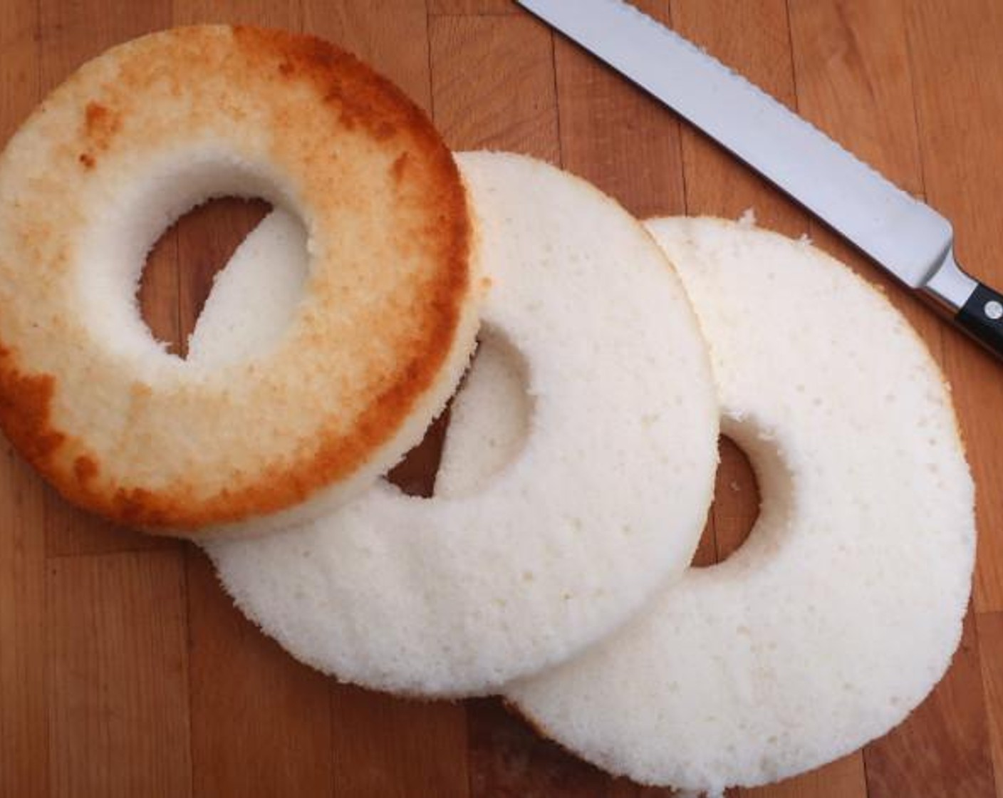 step 2 Cut Angel Food Cake (1) into 3 rings.