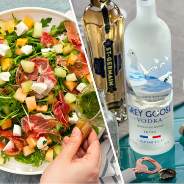 Fresh Prosciutto Melon Salad with Mint Basil Vinaigrette and Le Grand Fizz Cocktail Recipe | SideChef