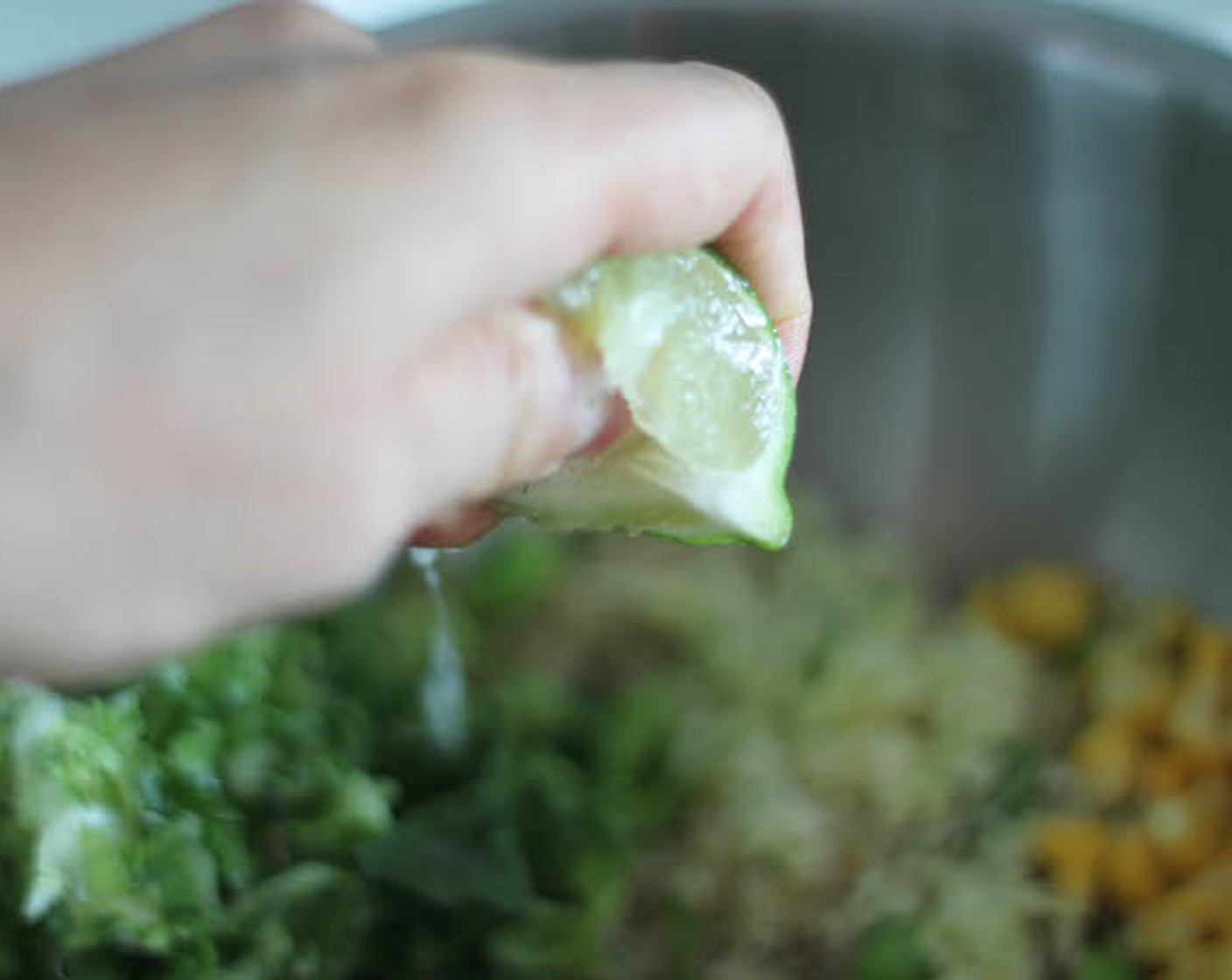 step 9 Then squeeze the Lime (1)! The citrus flavor is a huge part of this salad, so squeeze it like you mean it!