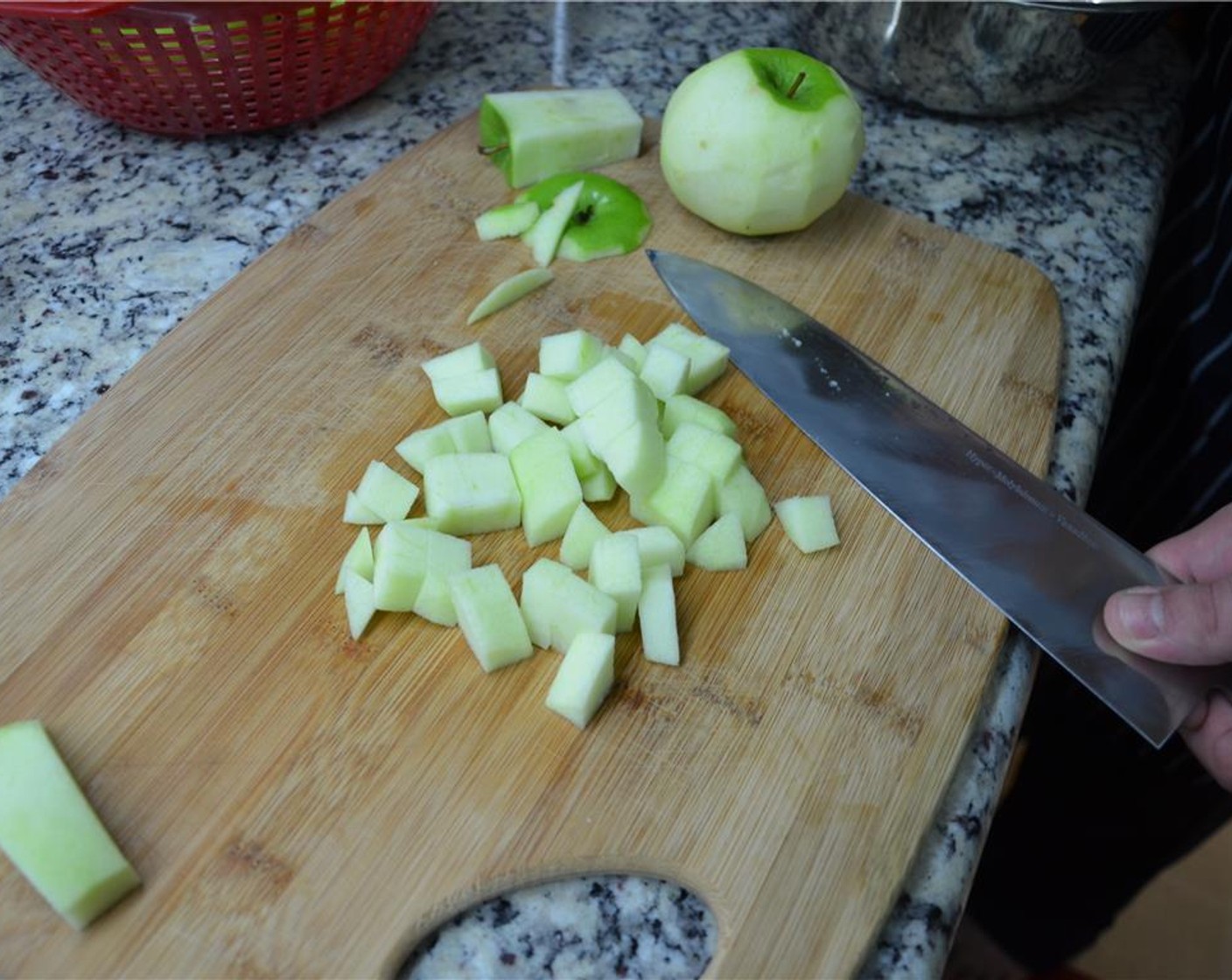 step 2 Peel and dice the Green Apples (2 cups) and add to soaking berries.